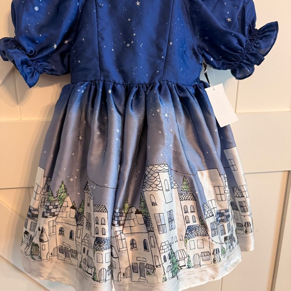 New Pippa & Julie Girls Christmas Dress 3T Gorgeous Holiday Navy Multicolor